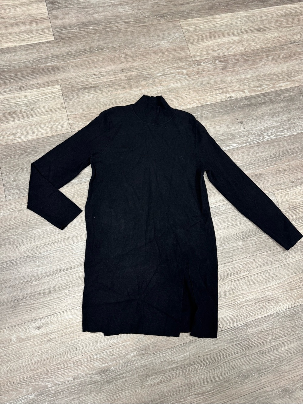 Cable & Gauge Black Longline Turtleneck Sweater